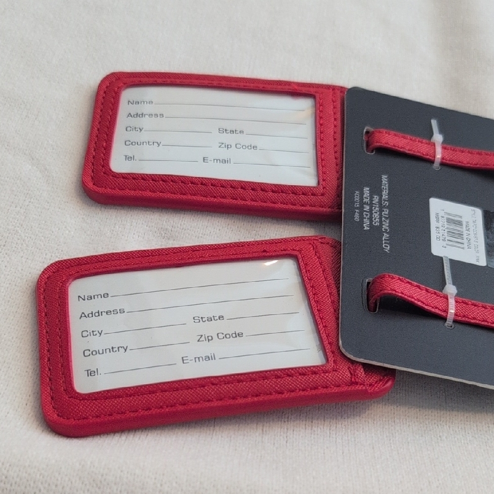 French Connection Striped Red and White Luggage Tags - Picture 6 of 6